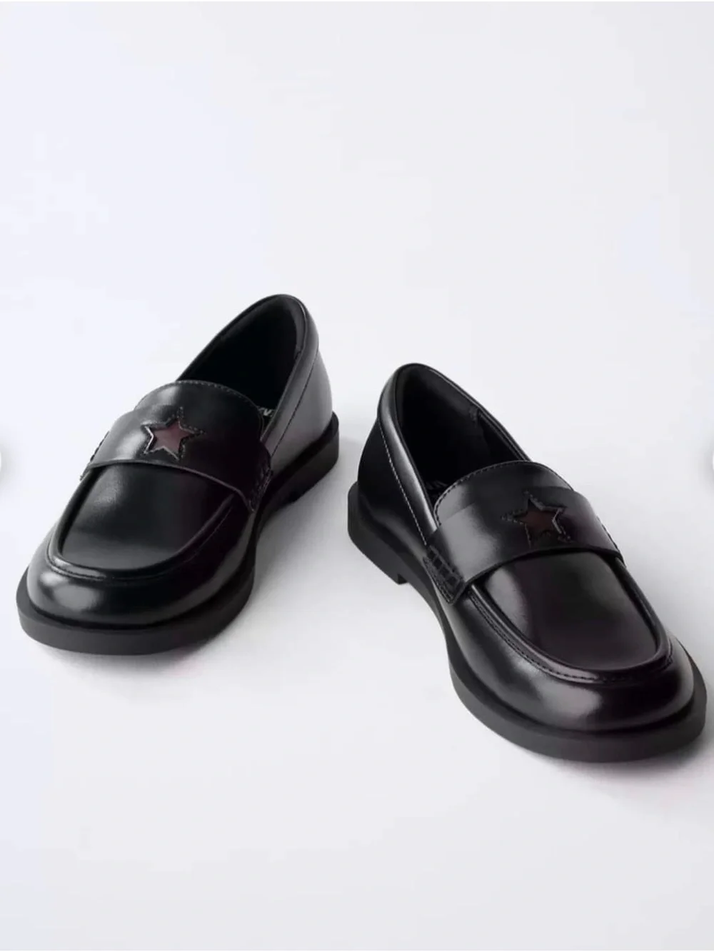 ZARA Black Loafers with Star Accent